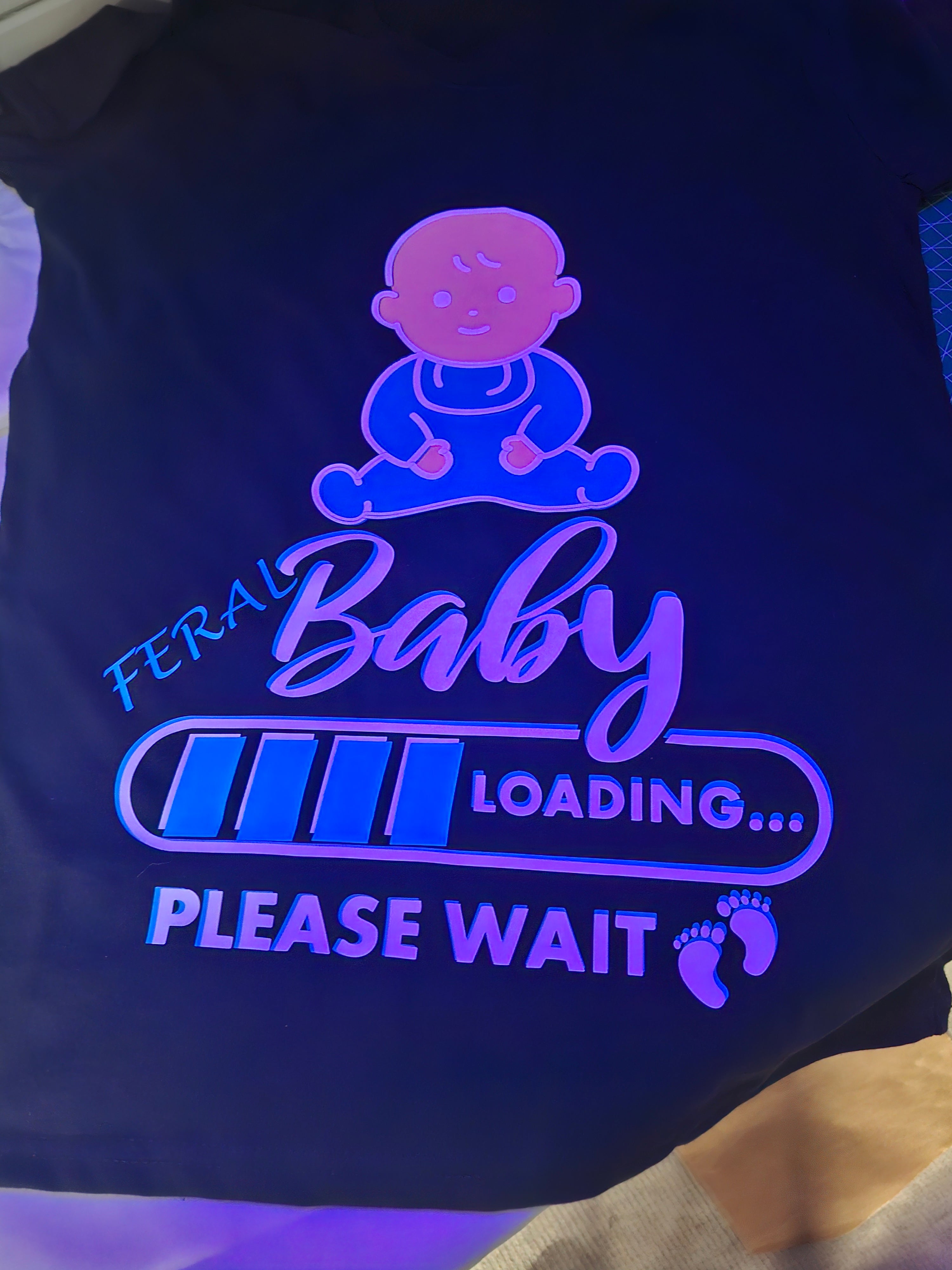 LADIES T SHIRT, BABY LOADING. BLUE OR PINK
